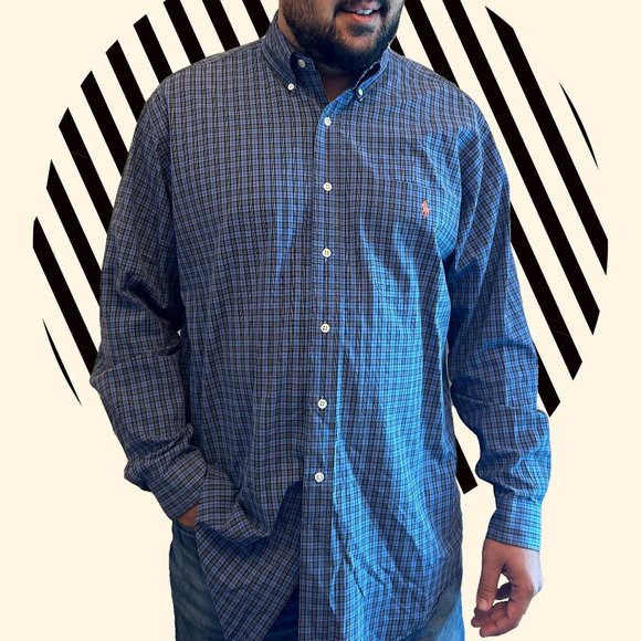 Ralph Lauren Blue and White Checkered Shirt - Picture 1 of 6